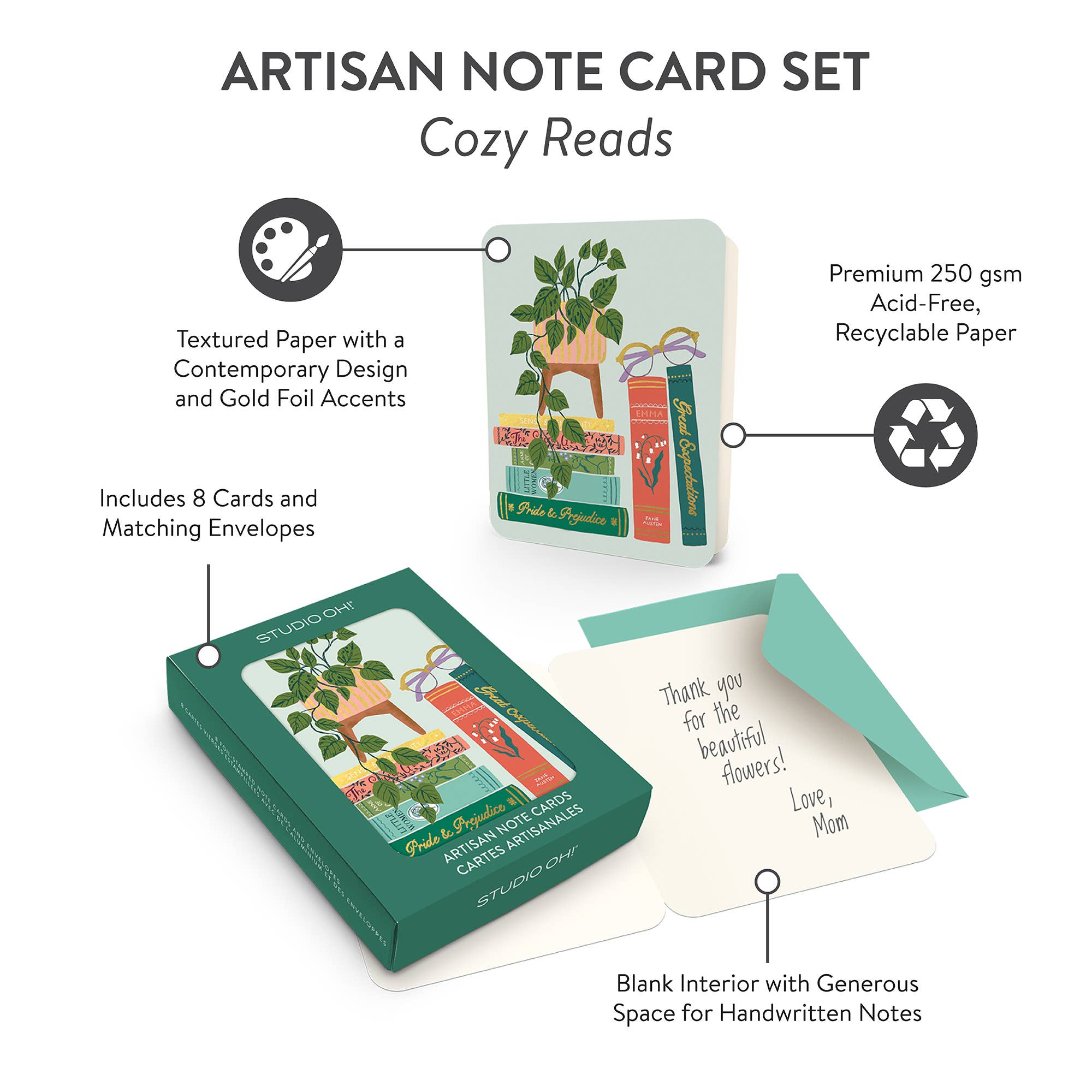 Cozy Reads Artisan Note Card Set