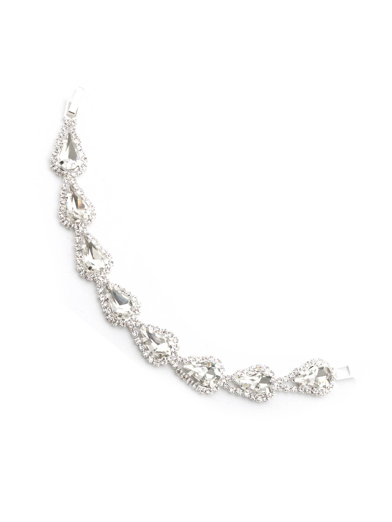 Wedding Bracelet Silver Plated Crystal Rhinestone Link