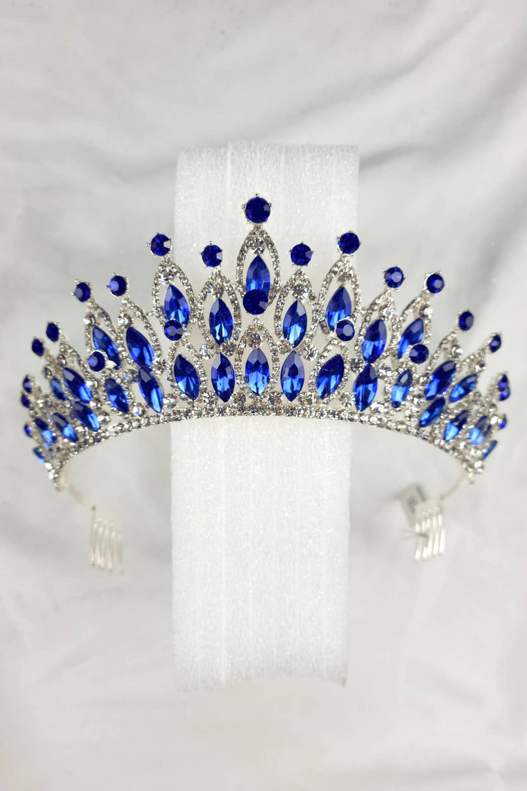 CR 158 HT974 Tiara with navy blue jewel rhinestones