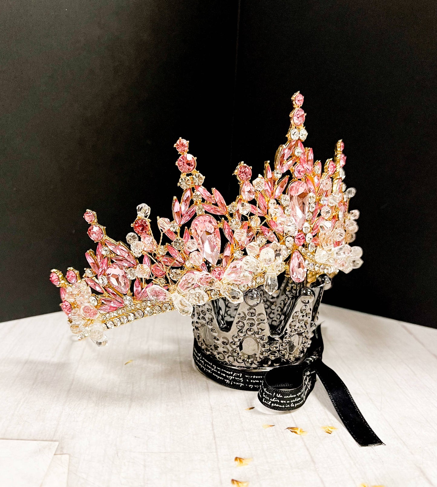 Pink Crystal crown Flower girl crown Birthday Princess tiara