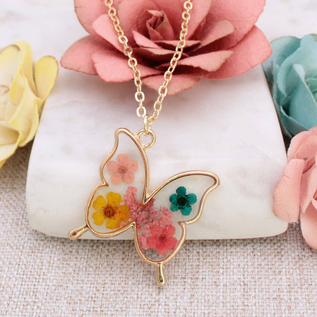 Butterfly Bouquet Dried Flower Necklace