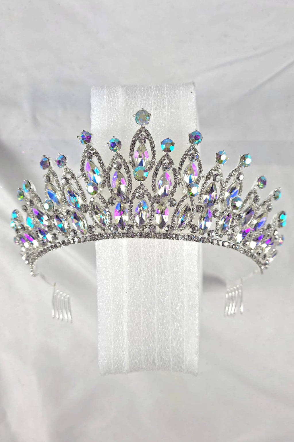 CR 158 HT974 Tiara with navy blue jewel rhinestones