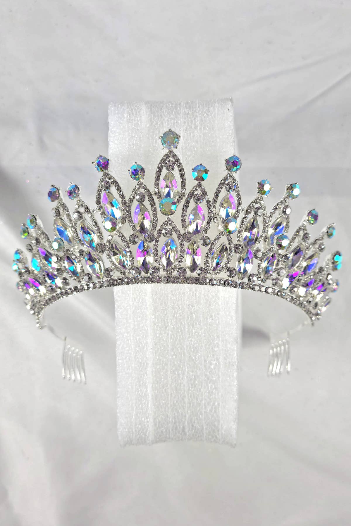 CR 158 HT974 Tiara with navy blue jewel rhinestones