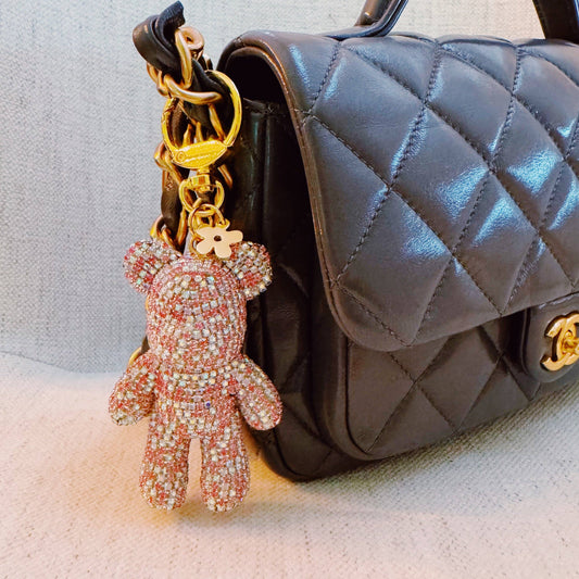 Twinkle Teddy Luxe Bag Charm – Pink Crystal Bear