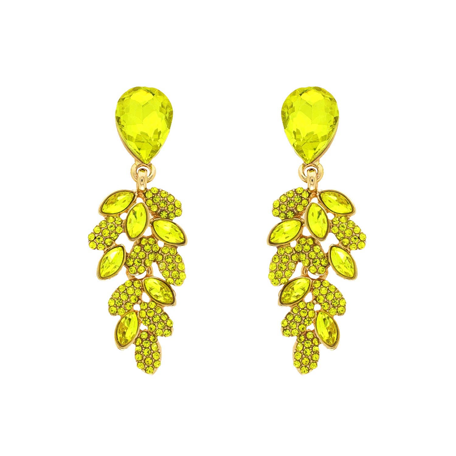 Teardrop Post Multi Rhinestone & Pave Drop Dangle Earrings