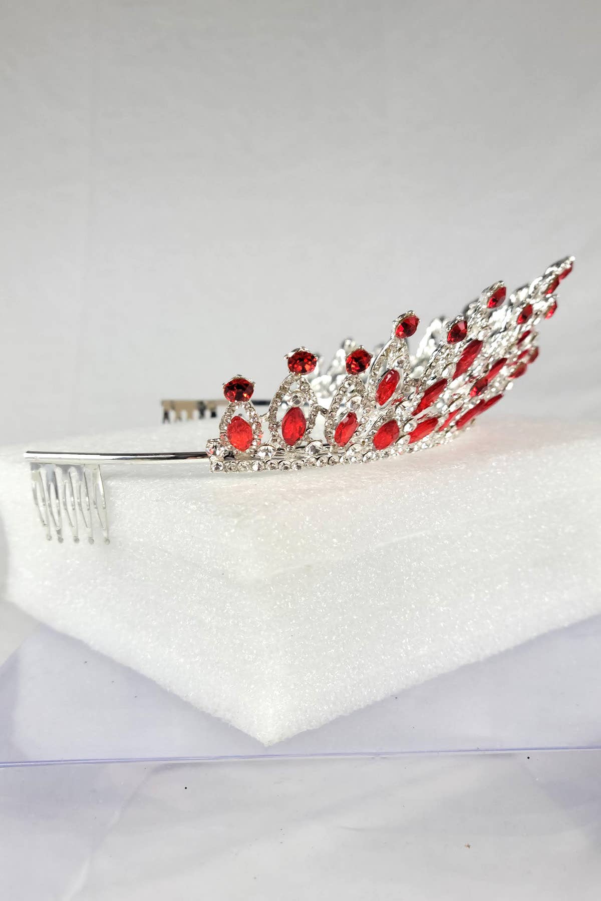 CR 158 HT974 Tiara with navy blue jewel rhinestones