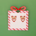 Christmas Striped Candy Enamel Bowed Heart Post Earrings